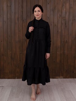 Льняное платье Holyrus Сквозь Века Чёрное pla0101 - фото 44894