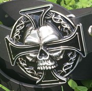 Ремень Holyrus мужской с пряжкой Череп и Крест rem110