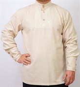 Рубаха Holyrus Православная с манжетами и вышивкой бежевая 8819