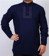 Рубаха Holyrus Православная с манжетами и вышивкой синяя 8820