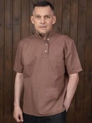 Косоворотка Holyrus Коричневый Стиль S с коротким рукавом rub0606KS