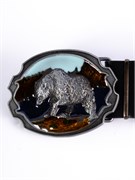 Мужской кожаный ремень Holyrus Медведь Эмаль rem180